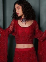 Dark Red Premium Net Lehenga Choli